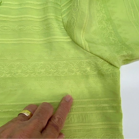 Alfred Dunner Size 14 Green Pullover Blouse 3/4 Sleeves Beads & Lace Mature Top - Picture 8 of 15